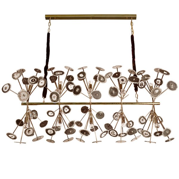 Люстра Burst Chandelier Natural Agate Line Глянцевое золото Бежево-серый Люстра Burst Chandelier Natural Agate Line Глянцевое золото Бежево-серый в Костроме | Loft Concept