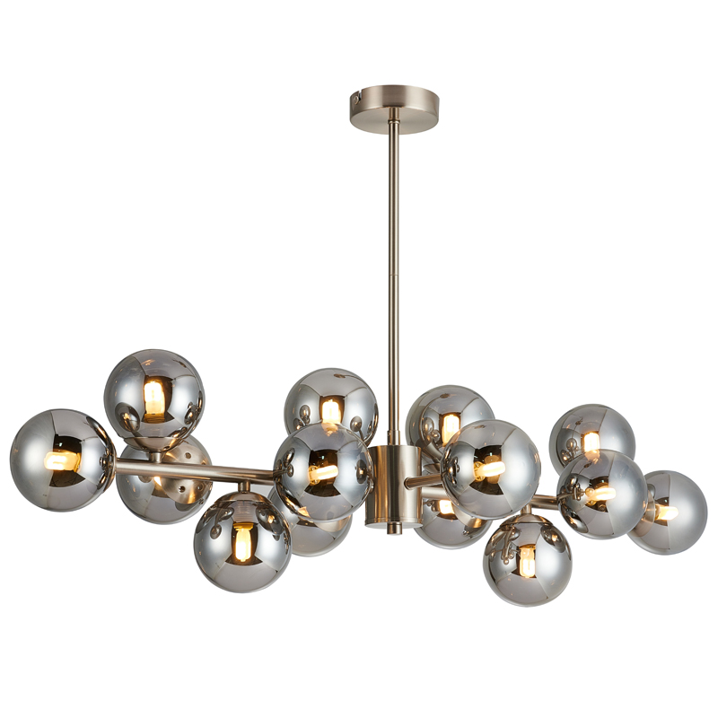 Люстра Berries Chandelier smok 14 Никель Стекло Смок Люстра Berries Chandelier smok 14 Никель Стекло Смок в Костроме | Loft Concept