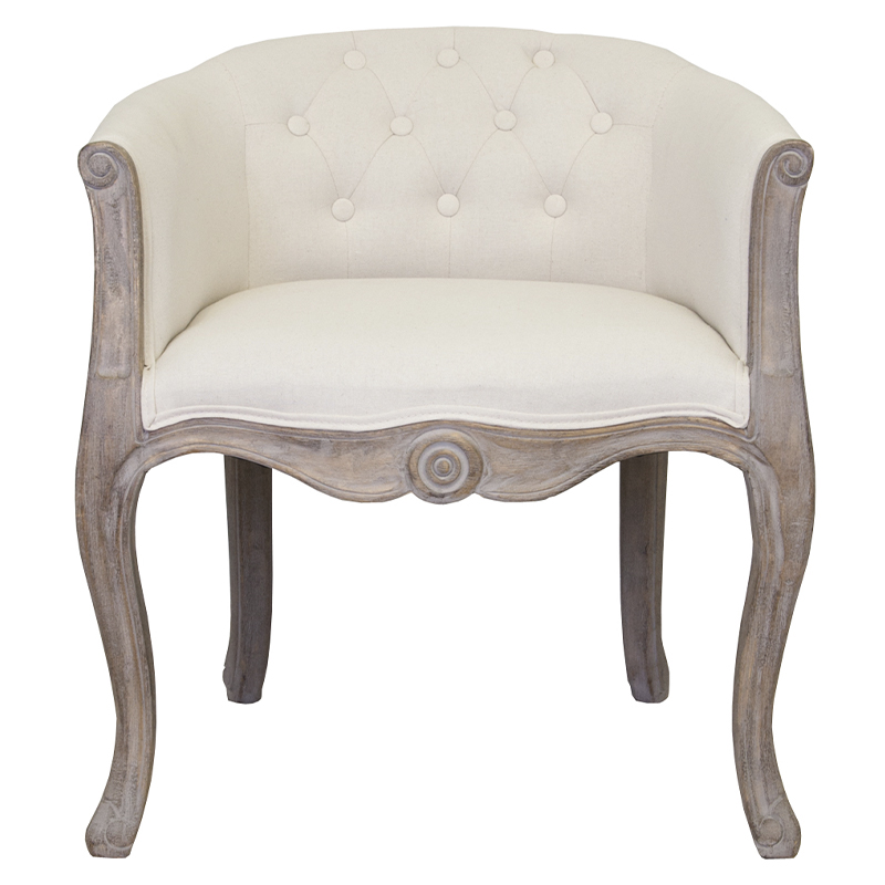 Кресло низкое в стиле прованс Бежевый Лен Louis French Armchair Бежевый Коричневый Кресло низкое в стиле прованс Бежевый Лен Louis French Armchair Бежевый Коричневый в Костроме | Loft Concept