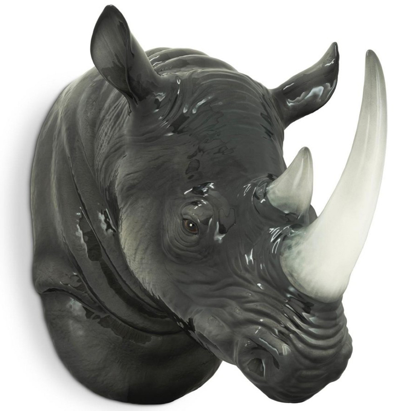 Аксессуар на стену Abhika Rino Head Hanging Серый Белый Аксессуар на стену Abhika Rino Head Hanging Серый Белый в Костроме | Loft Concept