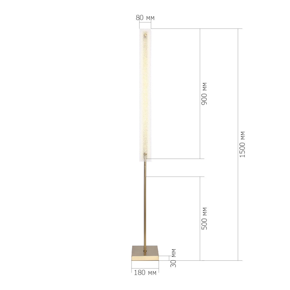 Торшер с прямоугольным плафоном с эффектом морозного стекла Freezing в Костроме