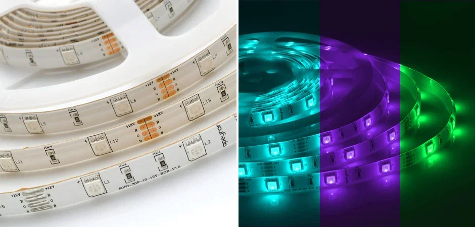 Светодиодная влагозащищенная лента 7,2W/m 30LED/m 5050SMD разноцветная 5M - фото №2