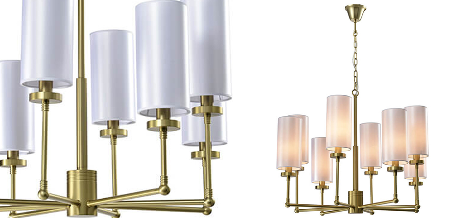 Люстра Fabric Lampshade Brass 8 Люстра Fabric Lampshade Brass 8 - Loft-Concept в Костроме