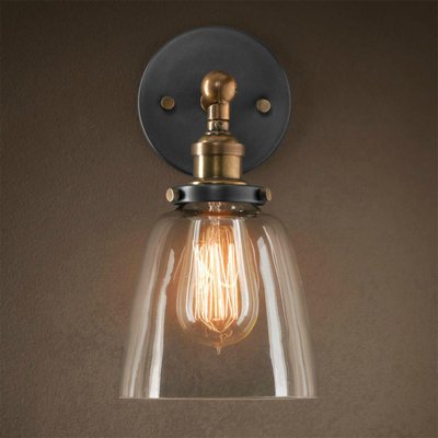 Бра Loft Clear Glass Cloche Прозрачное Стекло Бронза Черный матовый Бра Loft Clear Glass Cloche Прозрачное Стекло Бронза Черный матовый в Костроме | Loft Concept