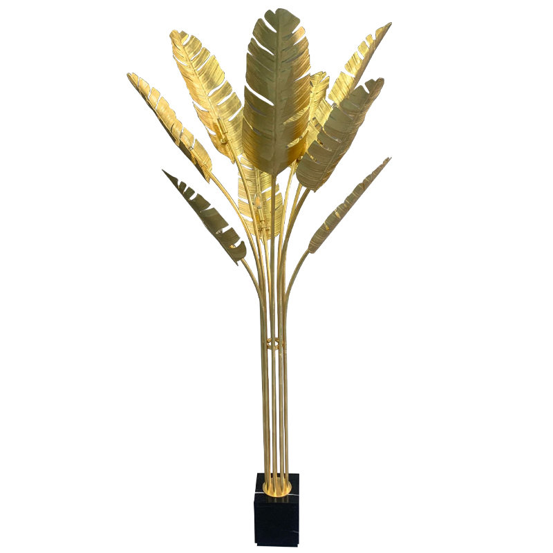 Торшер Gold Palm Leaves Floor Lamp Золотой Черный Торшер Gold Palm Leaves Floor Lamp Золотой Черный в Костроме | Loft Concept