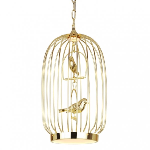 Люстра Birdcage Chandelier Two Gold Глянцевое золото Люстра Birdcage Chandelier Two Gold Глянцевое золото в Костроме | Loft Concept