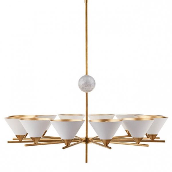 Люстра Cleo Large Chandelier Латунь Белый Люстра Cleo Large Chandelier Латунь Белый в Костроме | Loft Concept