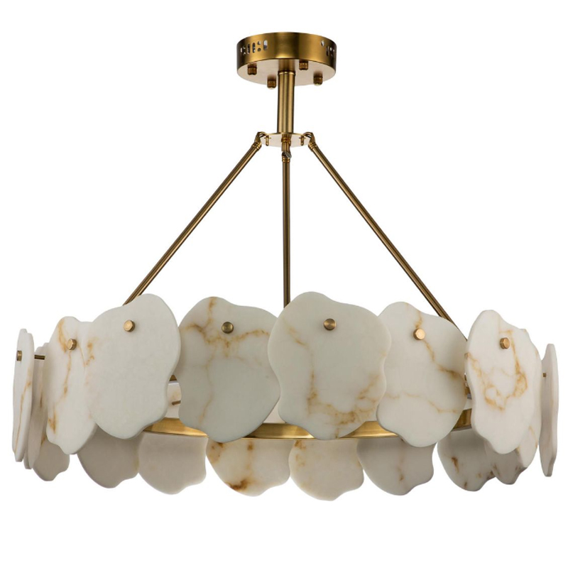 Люстра Мрамор Lucretia Marble Round Chandelier 80 см Латунь Белый Мрамор Bianco Люстра Мрамор Lucretia Marble Round Chandelier 80 см Латунь Белый Мрамор Bianco в Костроме | Loft Concept