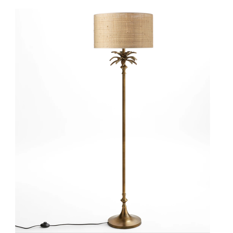 Торшер Palm Raphia Lampshade Латунь Торшер Palm Raphia Lampshade Латунь в Костроме | Loft Concept