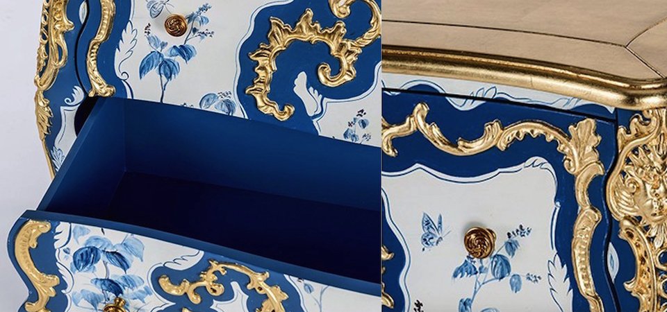 Комод в стиле рококо Rococo Casket Синий Комод в стиле рококо Rococo Casket Синий - Loft-Concept в Костроме