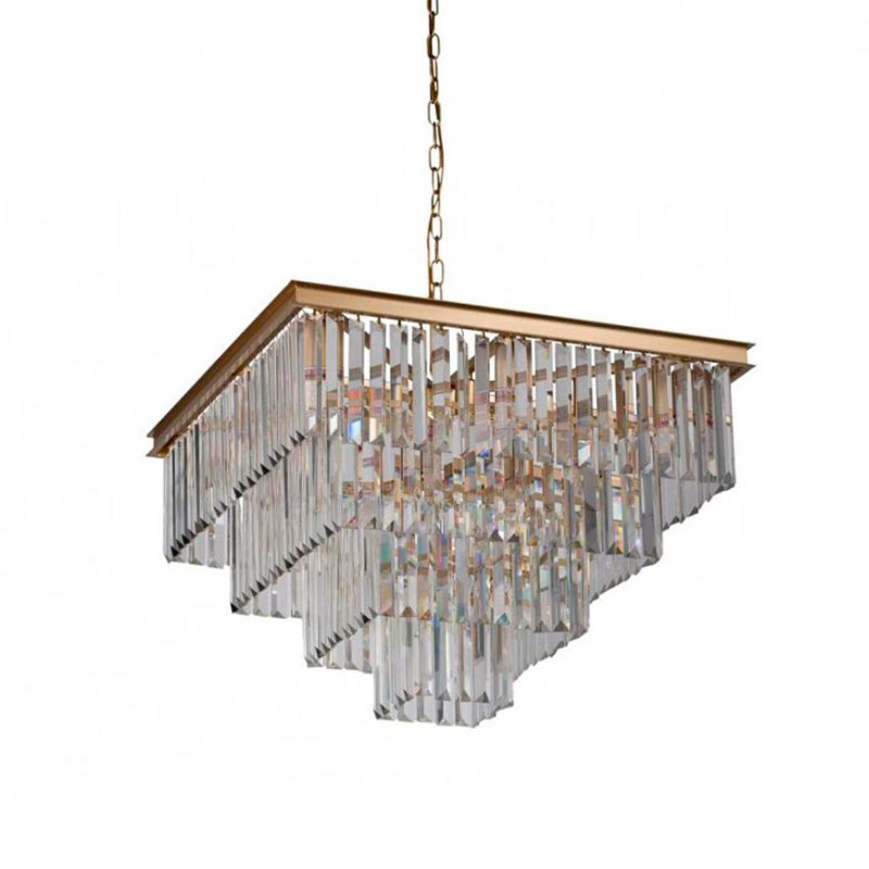 Квадратная Люстра RH 1920s Odeon GOLD iron Four layers Прозрачное Стекло 60х60 Золотой Прозрачное Стекло Квадратная Люстра RH 1920s Odeon GOLD iron Four layers Прозрачное Стекло 60х60 Золотой Прозрачное Стекло в Костроме | Loft Concept