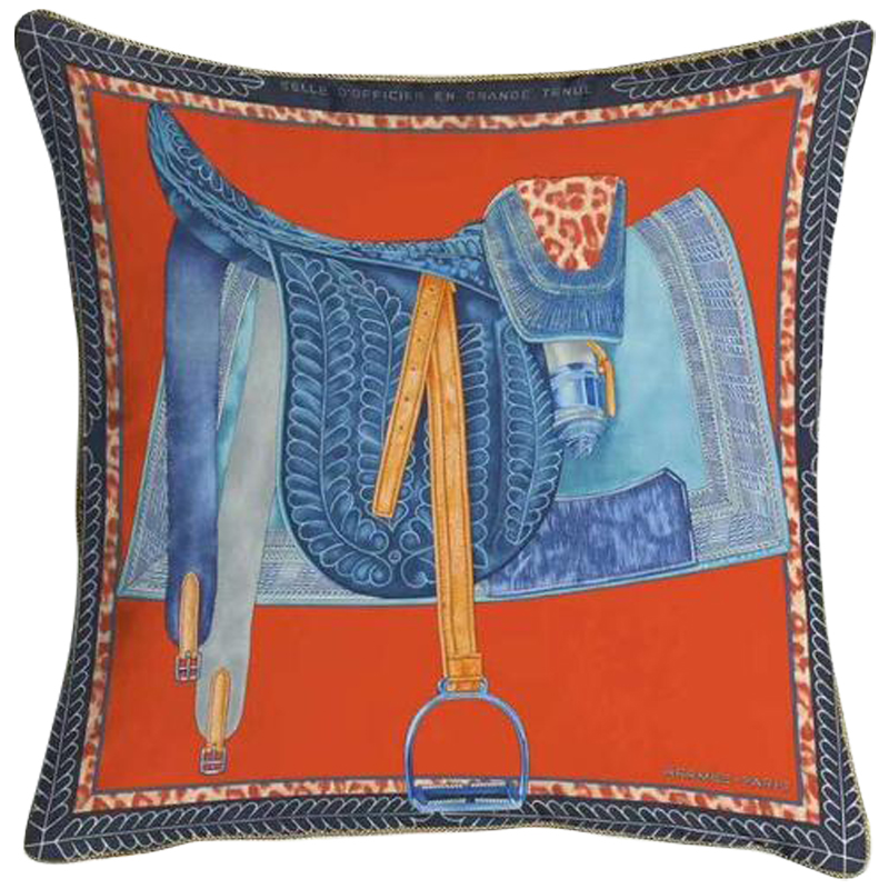 Декоративная подушка Hermes Saddle Orange 127 Оранжевый Голубой Мульти Декоративная подушка Hermes Saddle Orange 127 Оранжевый Голубой Мульти в Костроме | Loft Concept