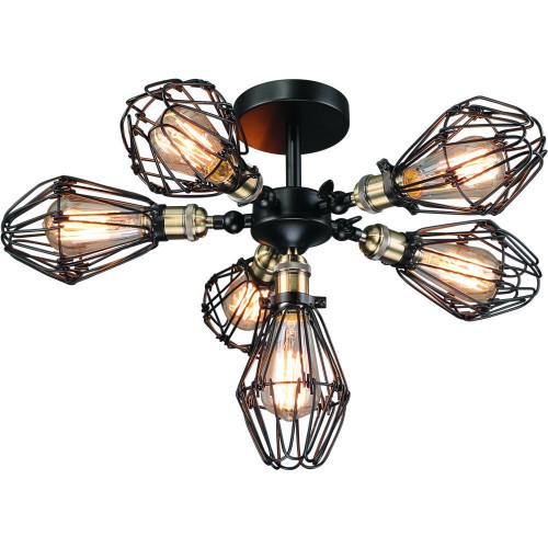 Потолочный светильник Loft Cage Top Pendant VI Черный Потолочный светильник Loft Cage Top Pendant VI Черный в Костроме | Loft Concept