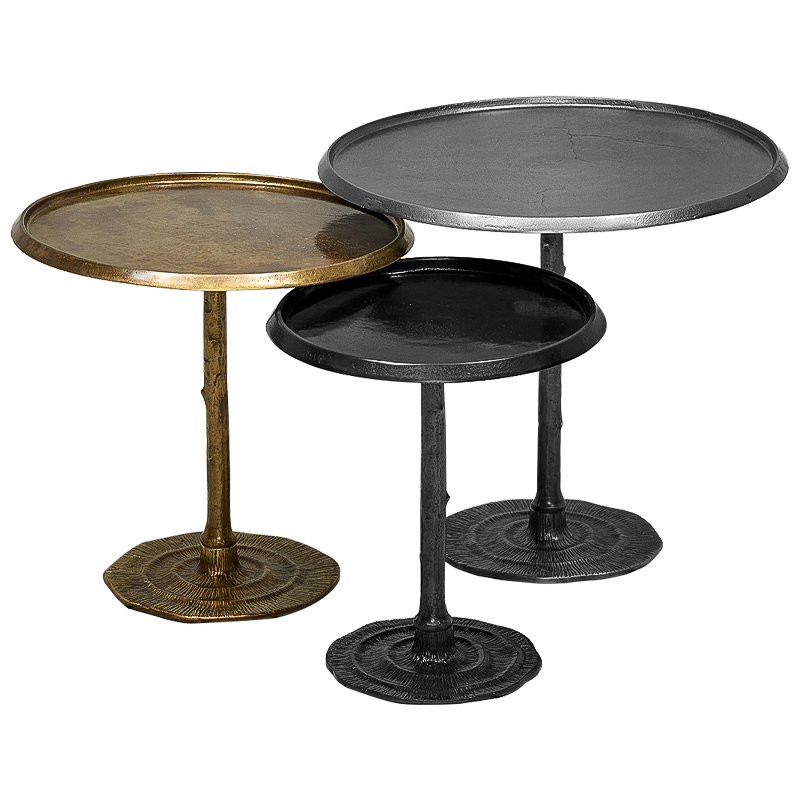Набор приставных столиков Raimund side table Винтажная латунь Графит Набор приставных столиков Raimund side table Винтажная латунь Графит в Костроме | Loft Concept