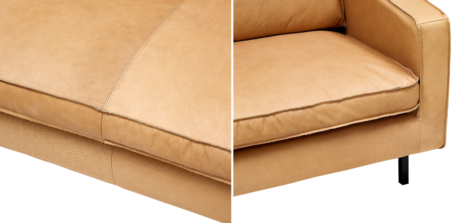 Диван кожаный Adrian Beige Leather Sofa - фото №1