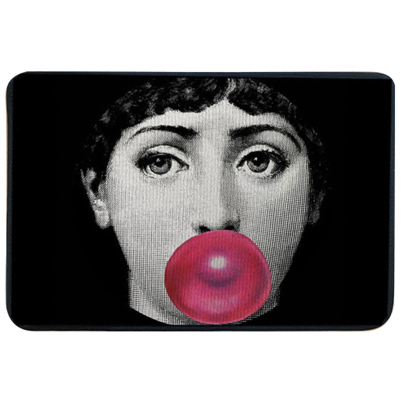 Ковер для прихожей и ванной Fornasetti Pink Bubblegum Rug Черно-белый Розовый Ковер для прихожей и ванной Fornasetti Pink Bubblegum Rug Черно-белый Розовый в Костроме | Loft Concept