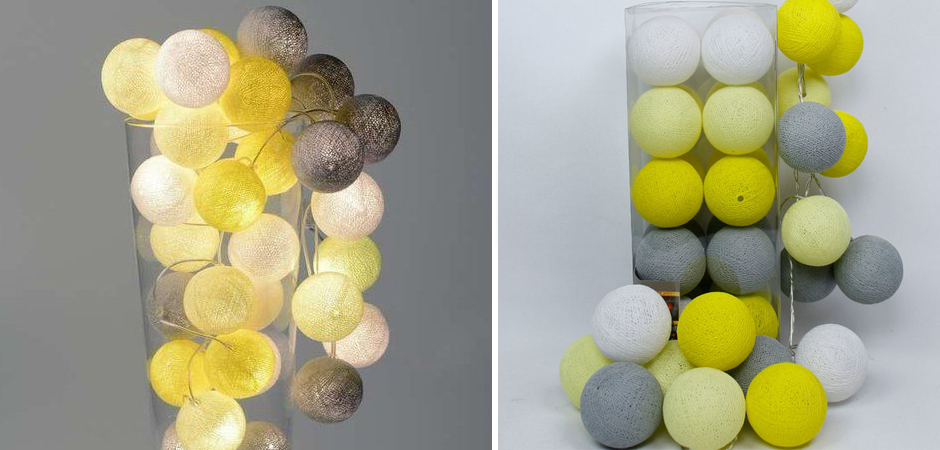 Гирлянда хлопковые фонарики Сotton Ball Yellow - Loft-Concept в Костроме