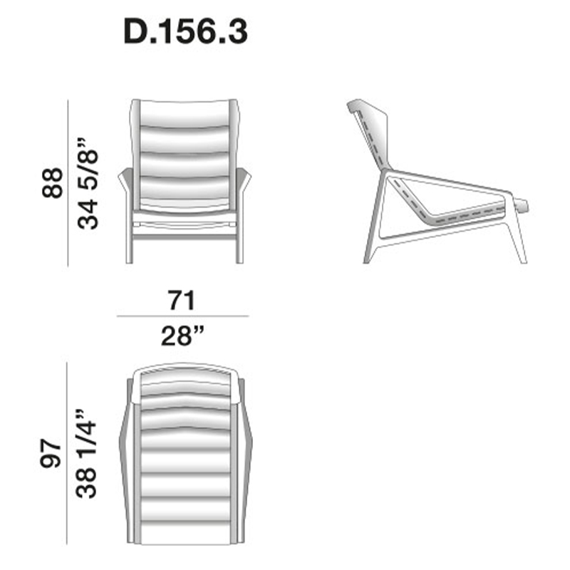 Дизайнерское кресло с подлокотниками из массива дерева Gio Ponti D.156.3 Armchair в Костроме