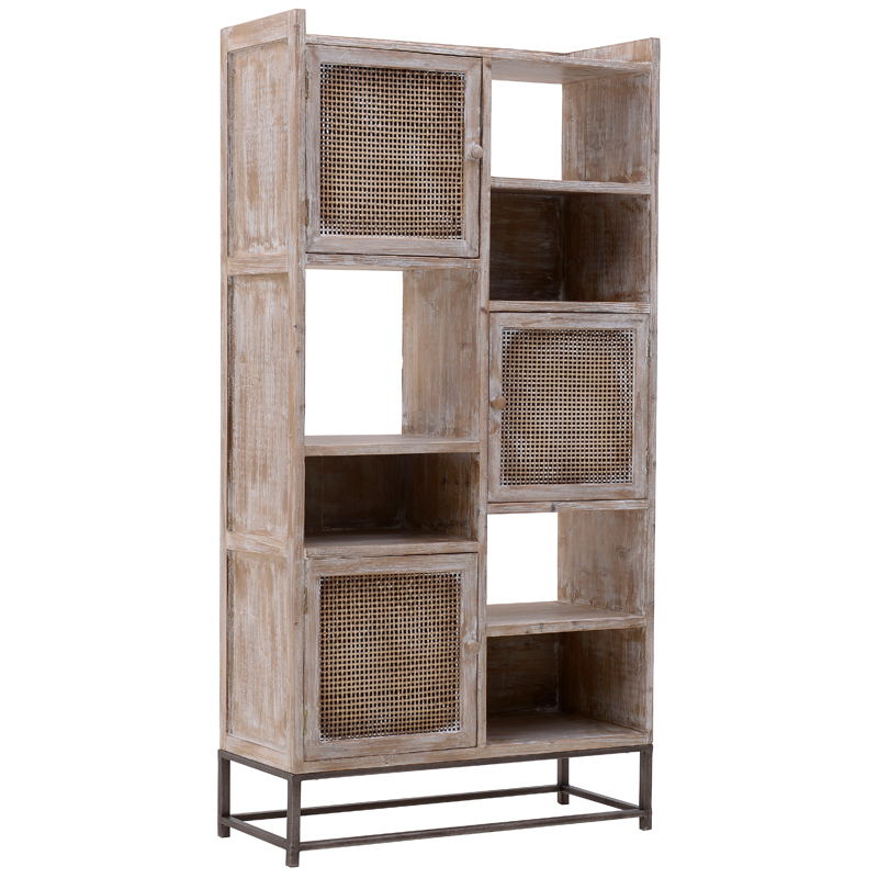 Стеллаж Rosita Wood Rack Бежево-серый Металлик винтаж Стеллаж Rosita Wood Rack Бежево-серый Металлик винтаж в Костроме | Loft Concept