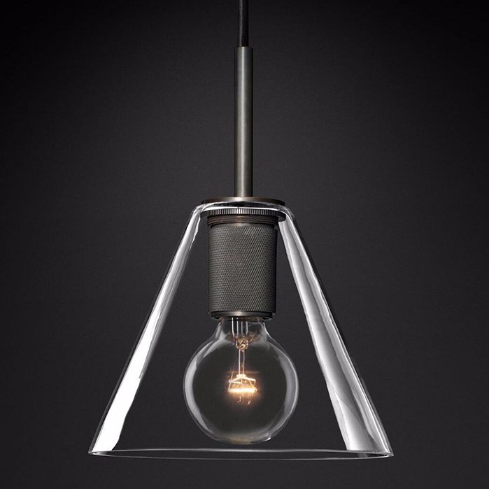 Подвесной светильник RH Utilitaire Funnel Pendant Black Темная бронза Прозрачное Стекло Подвесной светильник RH Utilitaire Funnel Pendant Black Темная бронза Прозрачное Стекло в Костроме | Loft Concept