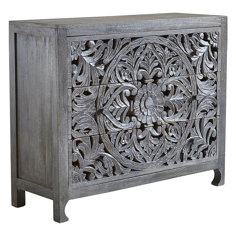 Комод Indian Antique White Furniture Chest of Drawers Kailash серый Серый Комод Indian Antique White Furniture Chest of Drawers Kailash серый Серый в Костроме | Loft Concept