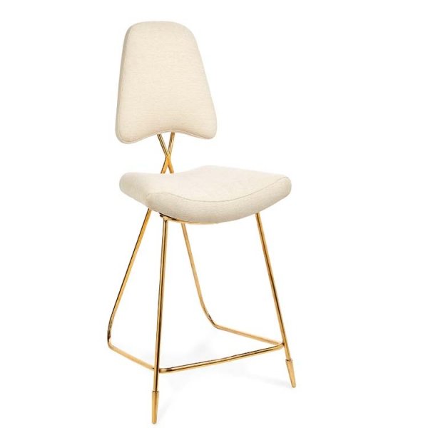 Барный стул Jonathan Adler Maxime Bar stool Бежево-серый Золотой в Костроме | Loft Concept 