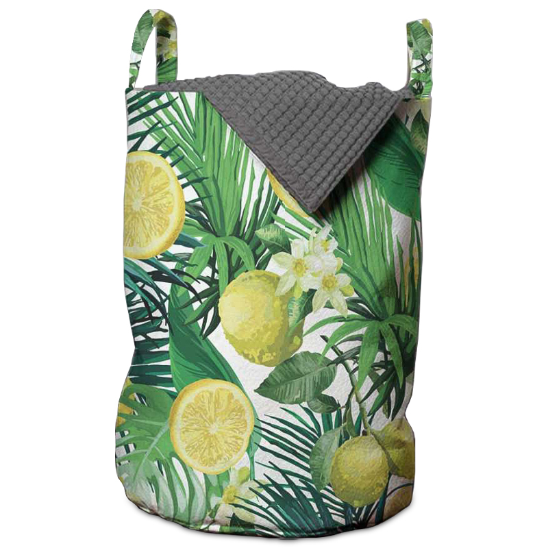 Корзина Tropical Lemons Basket Зеленый Белый Желтый Корзина Tropical Lemons Basket Зеленый Белый Желтый в Костроме | Loft Concept