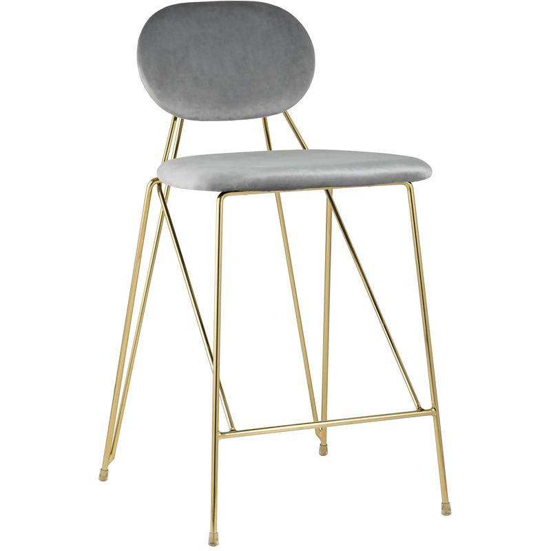 Полубарный Стул Alice Chair Светло-Серый Велюр Серый Золотой Полубарный Стул Alice Chair Светло-Серый Велюр Серый Золотой в Костроме | Loft Concept