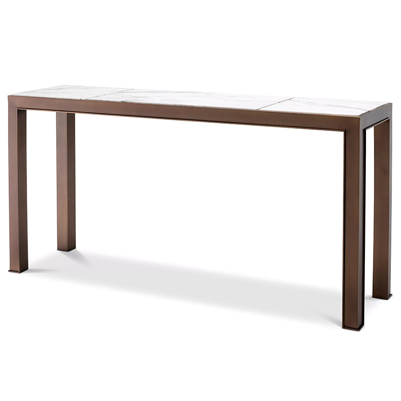 Консоль Eichholtz Console Table Tardieu Белый Мрамор Bianco Бронза Винтажная латунь Консоль Eichholtz Console Table Tardieu Белый Мрамор Bianco Бронза Винтажная латунь в Костроме | Loft Concept