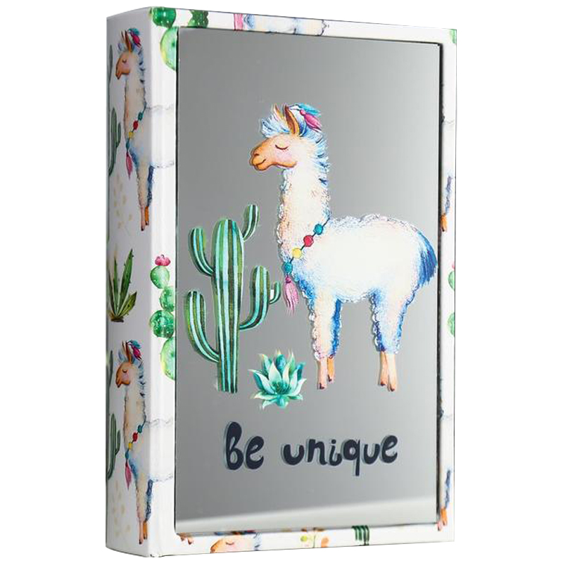 Шкатулка-книга Funny Llama and Cactus Mirror Book Box Мульти Белый в Костроме | Loft Concept 