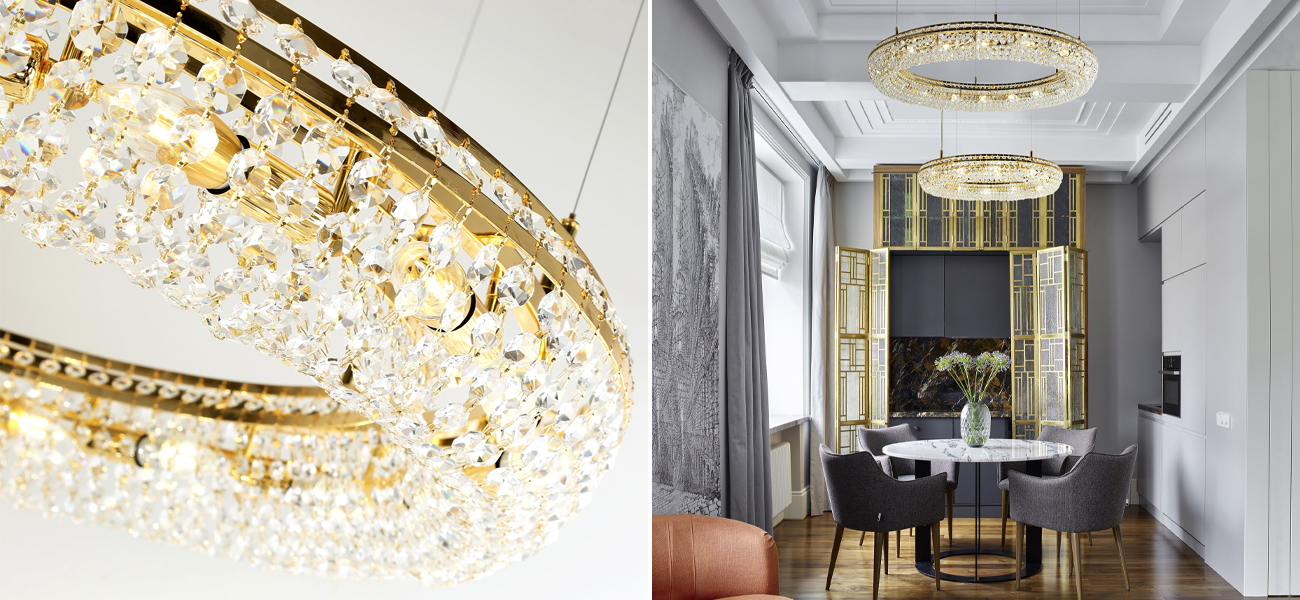 Кольцевая люстра с хрустальными элементами Torus 100 см  - фото