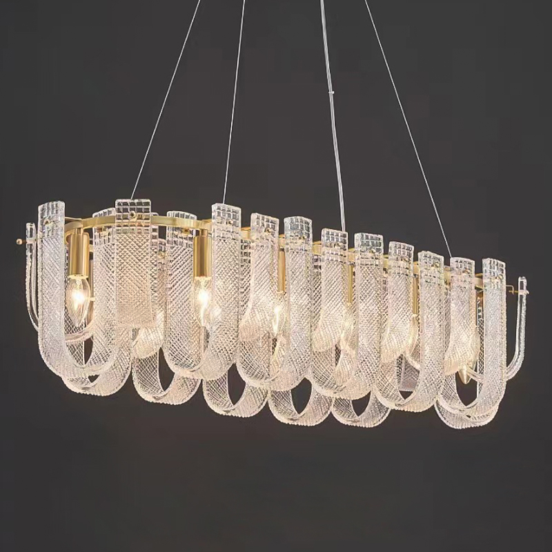Линейная Люстра Prudence Textured Glass Chandelier A Золотой Прозрачное Стекло Линейная Люстра Prudence Textured Glass Chandelier A Золотой Прозрачное Стекло в Костроме | Loft Concept