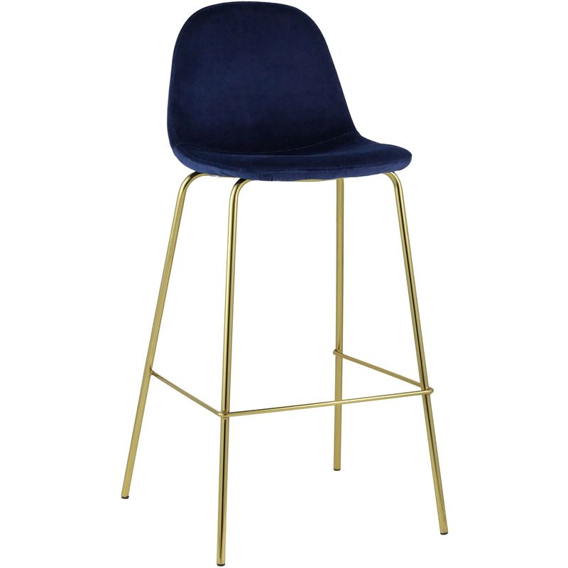 Барный Стул Archie Chair Синий Велюр Синий Золотой Барный Стул Archie Chair Синий Велюр Синий Золотой в Костроме | Loft Concept