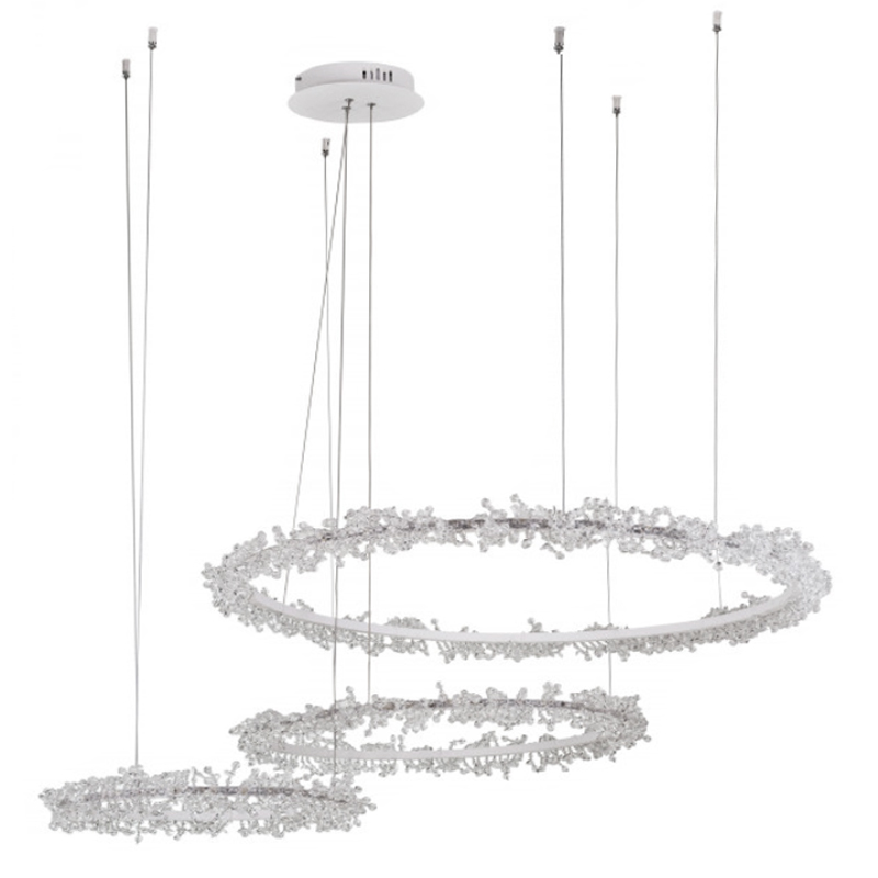 Люстра Crystal round chandelier 3 кольца Белый Прозрачный Белый Люстра Crystal round chandelier 3 кольца Белый Прозрачный Белый в Костроме | Loft Concept