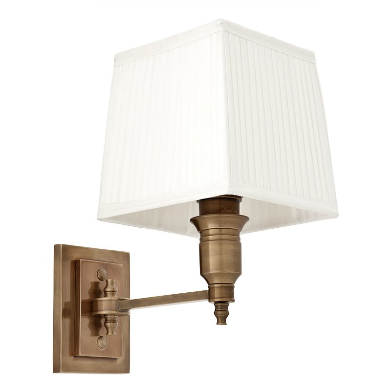 Бра Wall Lamp Lexington Single Brass+White Латунь Античная полированная Белый Бра Wall Lamp Lexington Single Brass+White Латунь Античная полированная Белый в Костроме | Loft Concept