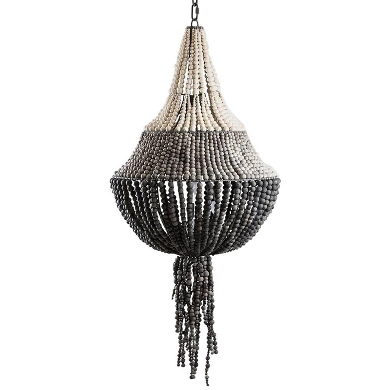 Люстра каплевидной формы с круглыми бусинами Gradient Wooden Beads Chandelier L Белый Серый Черный Люстра каплевидной формы с круглыми бусинами Gradient Wooden Beads Chandelier L Белый Серый Черный в Костроме | Loft Concept