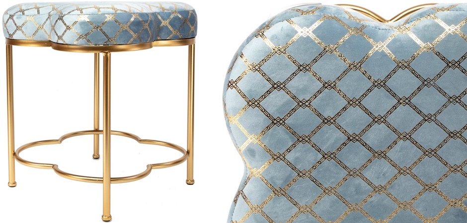 Пуф PUF Frame of Clover & Upholstery Gold Mesh голубой Пуф PUF Frame of Clover & Upholstery Gold Mesh голубой - Loft-Concept в Костроме