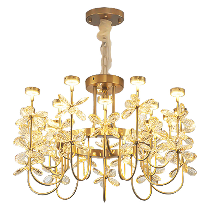 Люстра с хрустальными цветами Crystal Flowers Chandelier Золотой Прозрачный Люстра с хрустальными цветами Crystal Flowers Chandelier Золотой Прозрачный в Костроме | Loft Concept