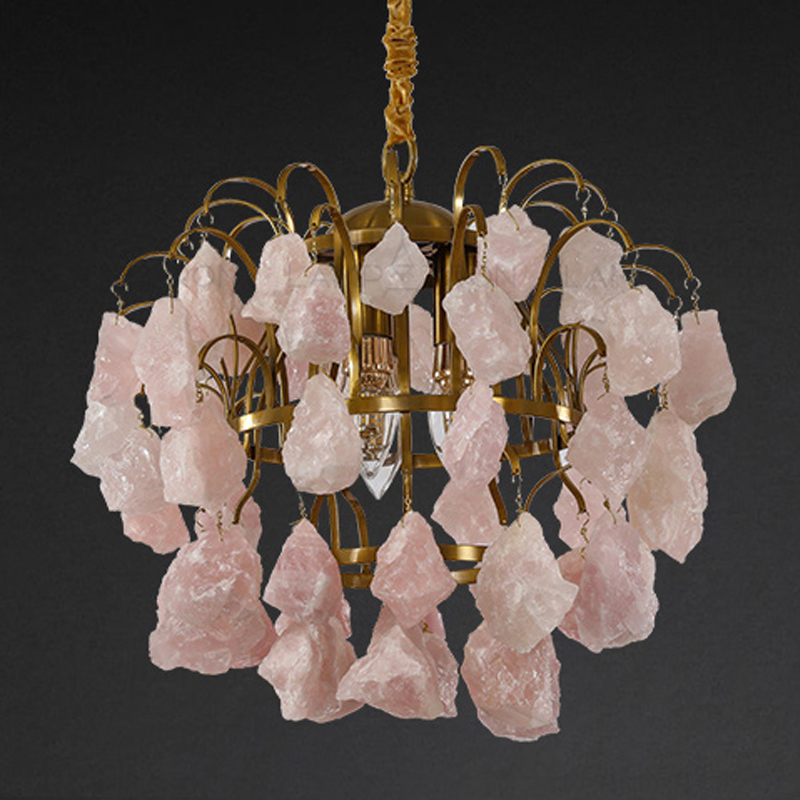 Hardis Pink stone Chandelier 30 Латунь Дымчатая Роза Hardis Pink stone Chandelier 30 Латунь Дымчатая Роза в Костроме | Loft Concept