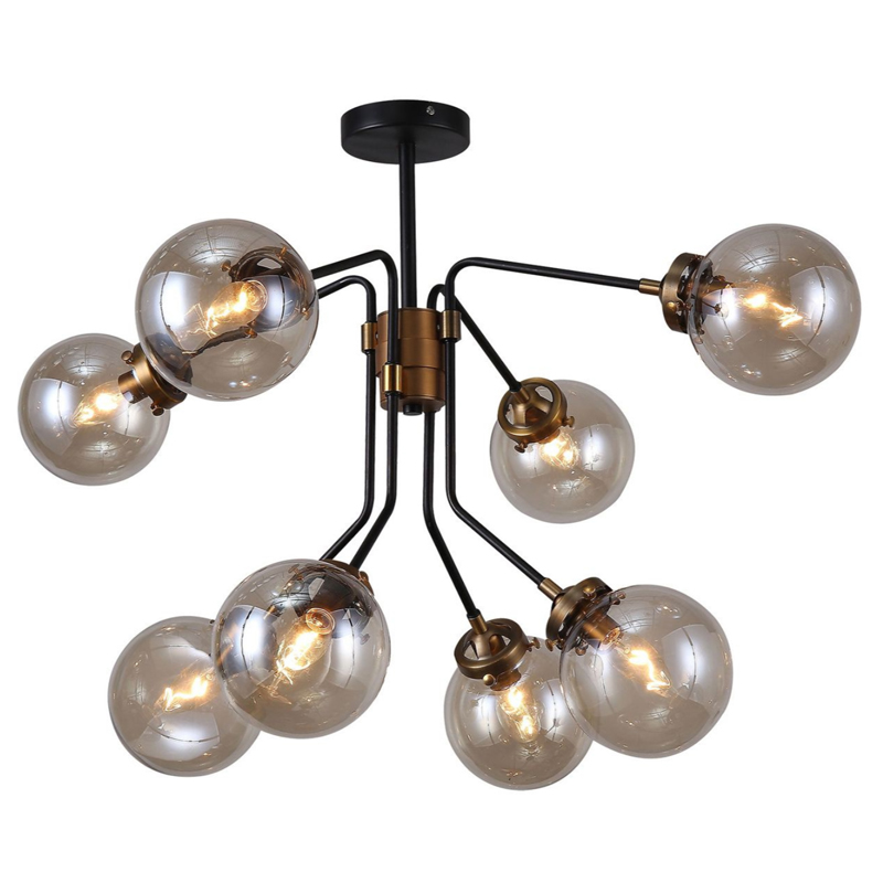 Большой Светильник Bistro Ceiling Globe 8 Черный Стекло Смок Большой Светильник Bistro Ceiling Globe 8 Черный Стекло Смок в Костроме | Loft Concept