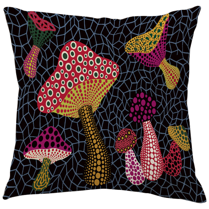 Декоративная подушка Yayoi Kusama Mushrooms Мульти Черный Декоративная подушка Yayoi Kusama Mushrooms Мульти Черный в Костроме | Loft Concept