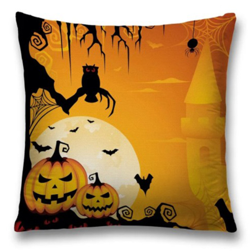 Подушка Halloween Evening Черный Оранжевый Подушка Halloween Evening Черный Оранжевый в Костроме | Loft Concept