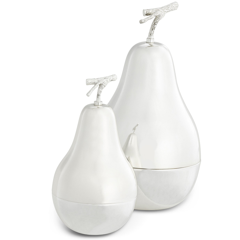 Комплект шкатулок Eichholtz Box Pear Set of 2 Silver Серебряный Комплект шкатулок Eichholtz Box Pear Set of 2 Silver Серебряный в Костроме | Loft Concept