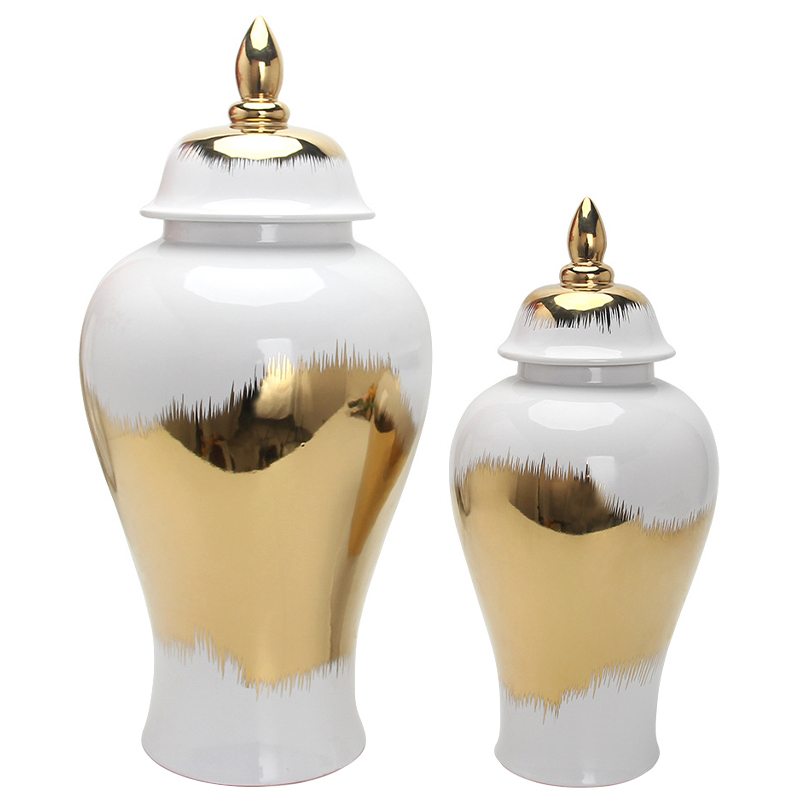 Ваза с крышкой White Gold Spot Vase Золотой Белый Ваза с крышкой White Gold Spot Vase Золотой Белый в Костроме | Loft Concept