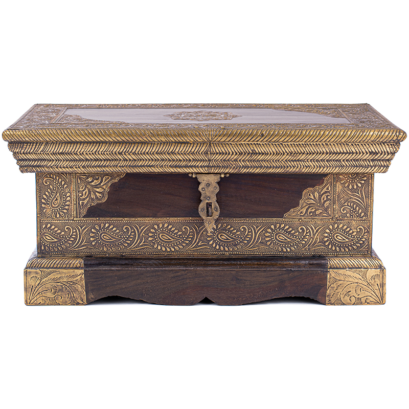 Сундук Wooden Inlaid Chest Коричневый Латунь Сундук Wooden Inlaid Chest Коричневый Латунь в Костроме | Loft Concept