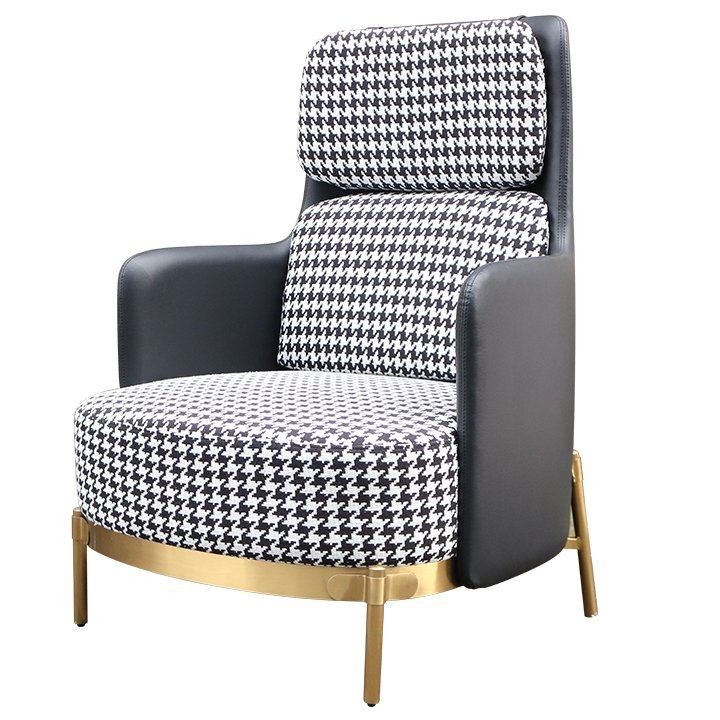 Кресло Pied de poule Gray high Armchair Черно-белый Латунь Кресло Pied de poule Gray high Armchair Черно-белый Латунь в Костроме | Loft Concept