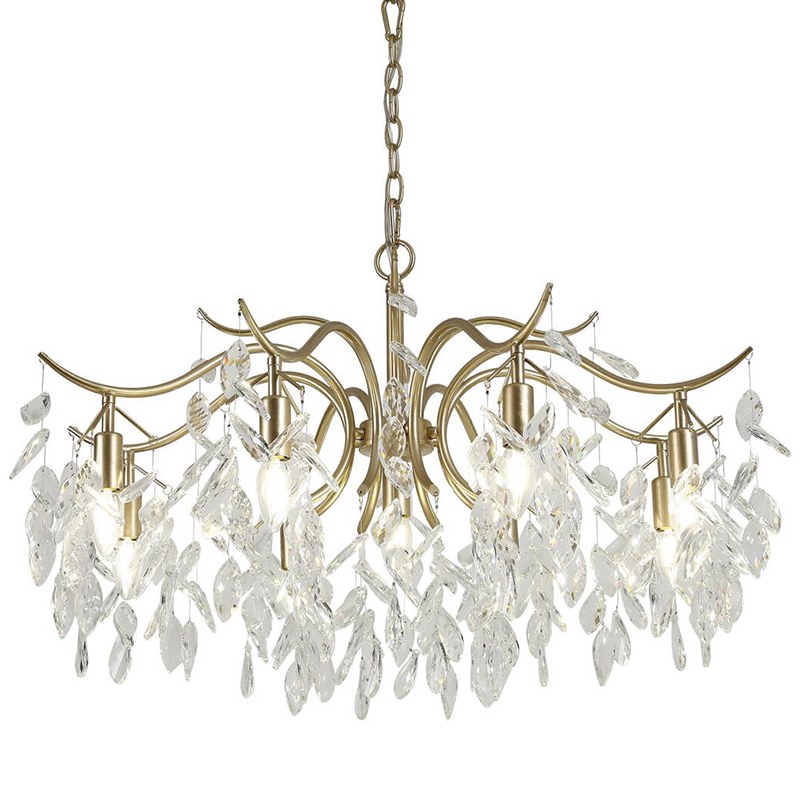 Люстра Hanging Crystal Leaves Chandelier 83 матовое золото Прозрачный (Transparent) Люстра Hanging Crystal Leaves Chandelier 83 матовое золото Прозрачный (Transparent) в Костроме | Loft Concept