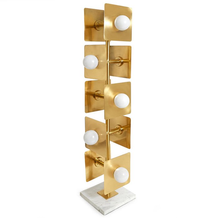 Торшер PUZZLE FLOOR LAMP Латунь Белый Белый Мрамор Bianco Торшер PUZZLE FLOOR LAMP Латунь Белый Белый Мрамор Bianco в Костроме | Loft Concept