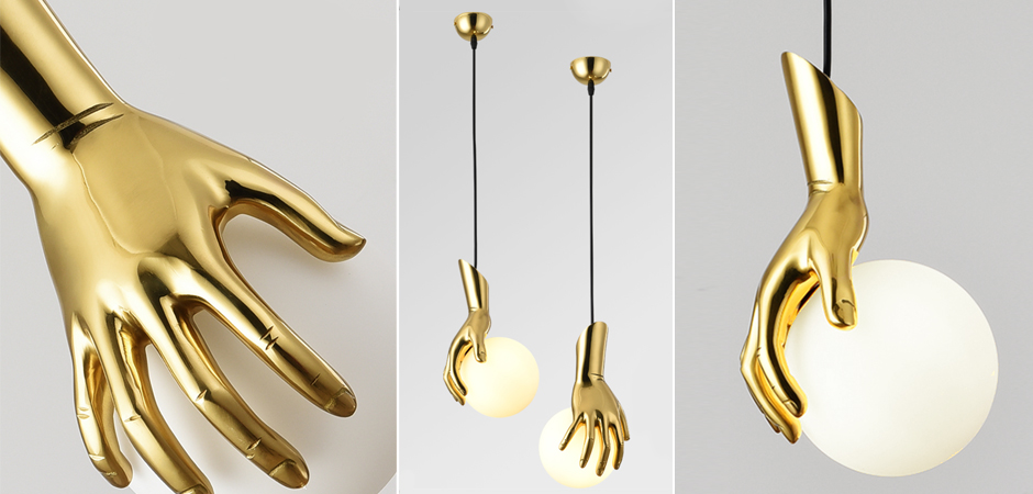 Подвесной светильник Золотая рука Gold Hand Pendant lamp Подвесной светильник Золотая рука Gold Hand Pendant lamp - Loft-Concept в Костроме