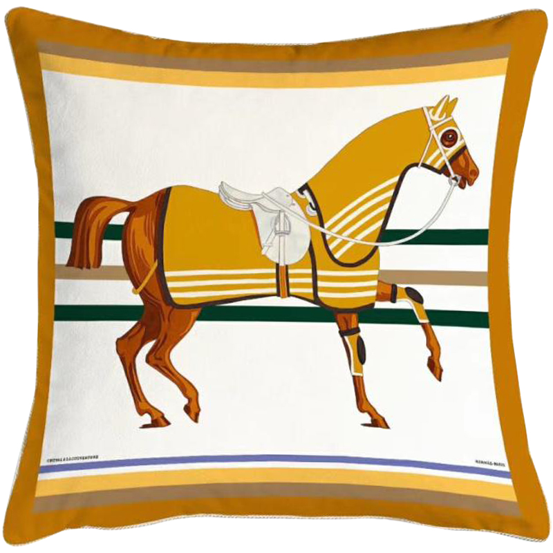 Декоративная подушка Hermes Horse 68 Мульти Горчичный Декоративная подушка Hermes Horse 68 Мульти Горчичный в Костроме | Loft Concept